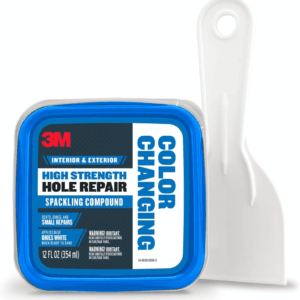 High Strength Spackling Compound 12 Oz. and Putty Knife, Color Changing, Applies Blue, Dries White, Ideal for Use on Drywall, Plaster, Stoccu and Wood, Easy Interior and Exterior Repairs (CC-SIOC)