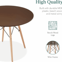 5-Piece Dining Set, Compact Mid-Century Modern Table & Chair Set for Home, Apartment W/ 4 Chairs, Plastic Seats, Wooden Legs, Metal Frame - Brown/Oak - Image 5