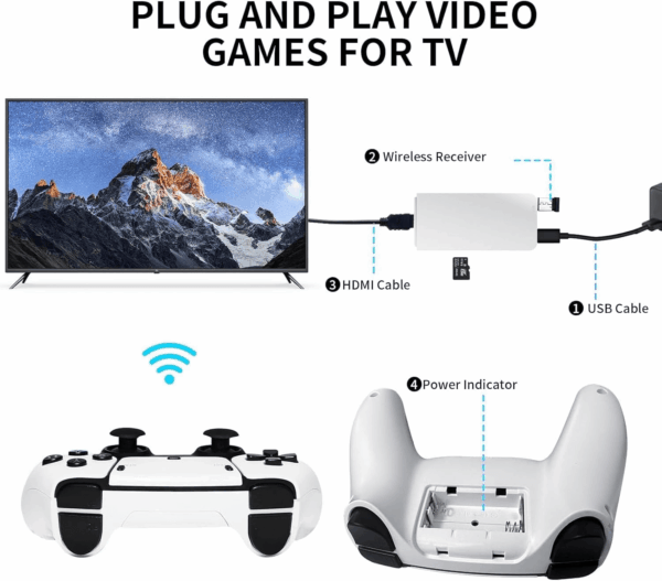 Wireless Retro Handheld Game Console, Built-In 20,000+ Plug-And-Play Retro Video Games, with 23 Classic Simulators, 4K HD HDMI Output and Dual 2.4G Wireless Controller for Easter Gift - Image 4
