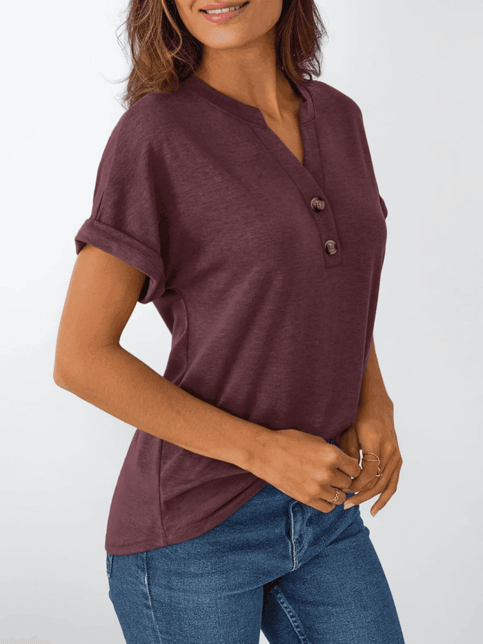 Women'S Short Sleeve Shirts Henley Dressy Casual Summer Tops 2025 Trendy Blouses Cute T-Shirts Outfits Clothes - Image 3
