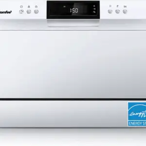 COMFEE’ Portable Mini Dishwasher, Energy Star, Countertop, 6 Place Settings, with 8 Washing Programs, Speed, Baby-Care, ECO& Glass, Dish Washer for Dorm, RV& Apartment, White