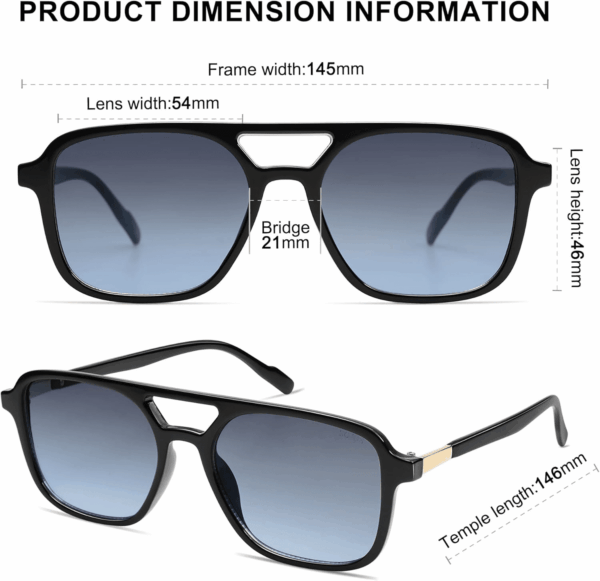 Retro Aviator Sunglasses for Women Men,Trendy Rectangle Womens Mens Shades Sun Glasses SJ2202 - Image 5