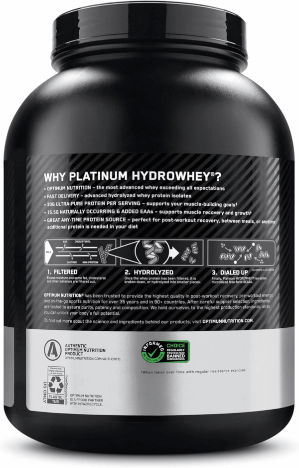 Platinum Hydrowhey Protein Powder, 100% Hydrolyzed Whey Isolate Powder, Flavor: Velocity Vanilla, 3.5 Pounds (Packaging May Vary) - Image 9