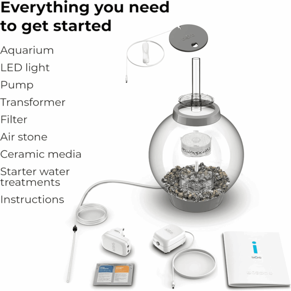 Classic 15 Acrylic 4-Gallon Aquarium with White LED Lights Modern Compact Tank for Tabletop or Desktop Display, Silver-Trimmed Tank - Image 3