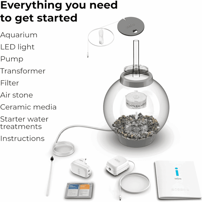 Classic 15 Acrylic 4-Gallon Aquarium with White LED Lights Modern Compact Tank for Tabletop or Desktop Display, Silver-Trimmed Tank - Image 3