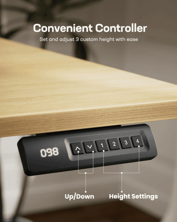 Electric Standing Desk, Adjustable Height Stand up Desk, 48 X 24 Inches Sit Stand Home Office Desk, Computer Desk, Maple - Image 4