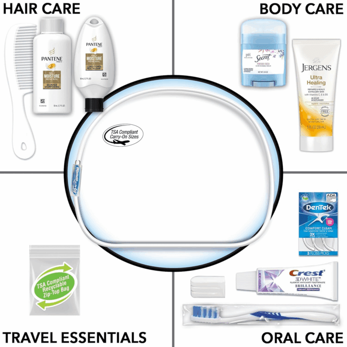 Women'S Deluxe 10 Piece Kit with Travel Size TSA Compliant Essentials Featuring: Pantene Hair Products in Reusable Toiletry Zippered Bag - Image 3