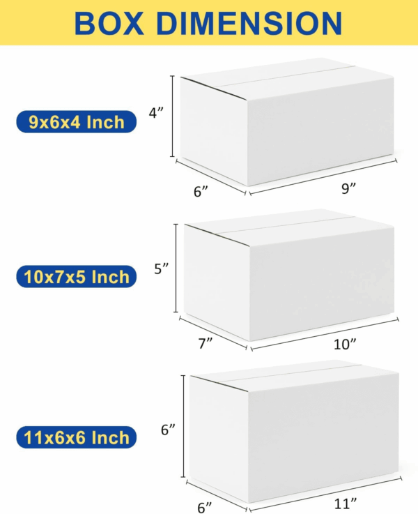 Assorted-Sizes-Shipping-Boxes-45-Pack: 9X6X4 & 10X7X5 & 11X6X6 Small-Shipping-Boxes-Mailers, White Corrugated-Cardboard-Boxes-For-Packing-Small-Business Mailing - Image 2