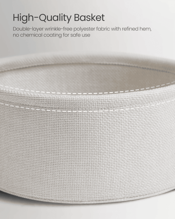 End Table, Small Bedside Table with Fabric Basket, Modern Nightstand, round Side Table, for Living Room, Bedroom, Cement Gray and Cream White ULET223G49 - Image 6