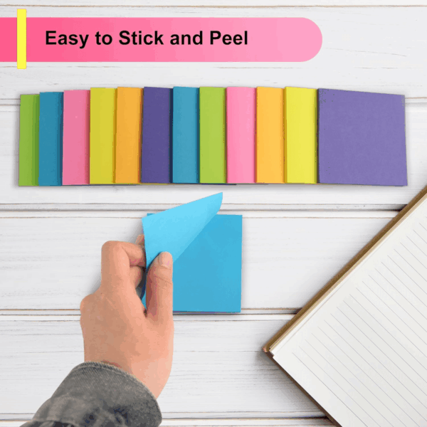 Sticky Notes - 12 Pads, 3”X3” - Colorful Self-Stick Post Notes Bulk - Office Desk Accessories | Teacher Classroom Must Haves,Aesthetic School Supplies for Home,Easter Basket Essentials - Image 4
