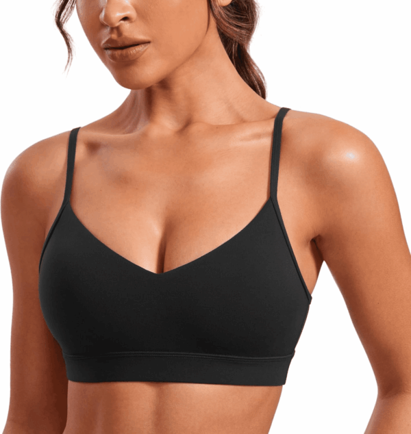 Butterluxe V-Neck Sports Bras for Women - Adjustable Thin Straps Padded Yoga Top Basic Wireless Camisole