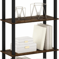 Turn-S-Tube 4-Tier Compact Multipurpose Shelf Display Rack with Square Tube, Amber Pine/Black - Image 5