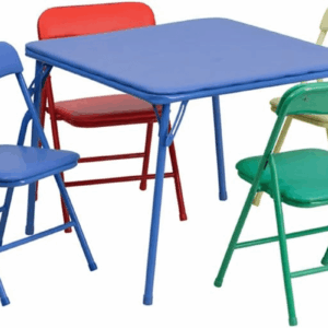 Mindy Kids 5-Piece Set Folding Square Table and Chairs Set for Daycare and Classrooms, Children'S Activity Table and Chairs Set, Multicolor