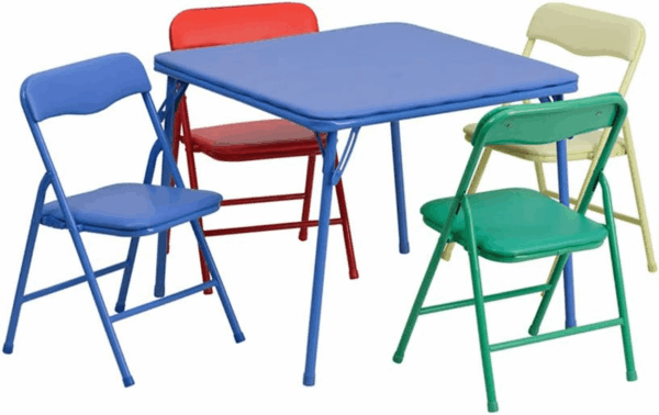 Mindy Kids 5-Piece Set Folding Square Table and Chairs Set for Daycare and Classrooms, Children'S Activity Table and Chairs Set, Multicolor