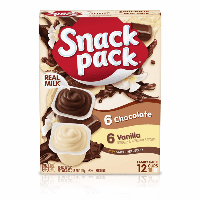 Chocolate and Vanilla Flavored Pudding Cups Family Pack, 12 Count Pudding Cups (1 Pack)