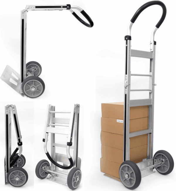500LB Aluminum Appliance Folding Hand Truck - Foldable Heavy Duty Moving Furniture Dolly Cart with 2-Wheels 8" TPR & Ergonomic Handle - Light Weight Trolley Hand Trucks for Moving