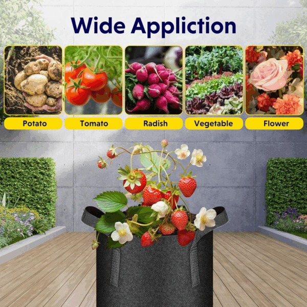 20 Gallon (Pack of 5) Plant Grow Bags Thickened Nonwoven Aeration Fabric Pots Heavy Duty Durable Container, Strap Handles for Garden, Black - Image 7