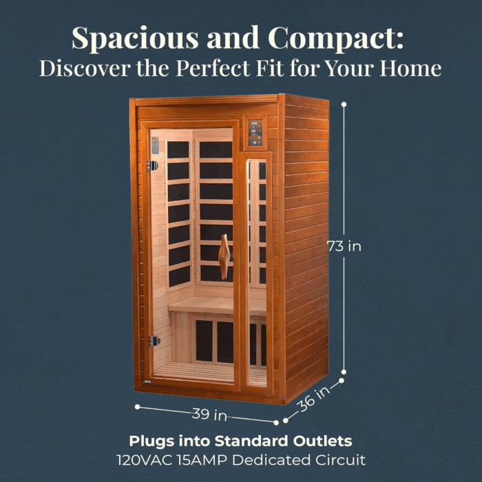 2-Person Home Sauna with Infrared Lighting and Integrated Speakers, Barcelona - Personal Indoor Luxury Spa for House and Gym - Image 3