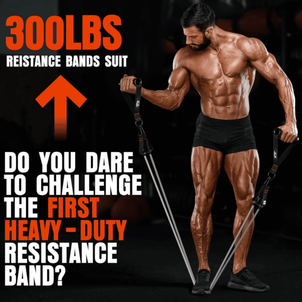 Heavy Resistance Bands for Working Out, 300LBS Exercise Bands with Handles, Workout Bands for Men, Weight Fitness Bands Set for Muscle Training, Strength, Slim, Yoga, Home Gym Equipment - Image 5