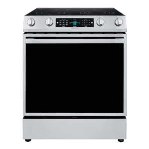 30-In Glass Top 5 Burners 5.8-Cu Ft Air Fry Convection Oven Slide-In Electric Range Stainless Steel )
