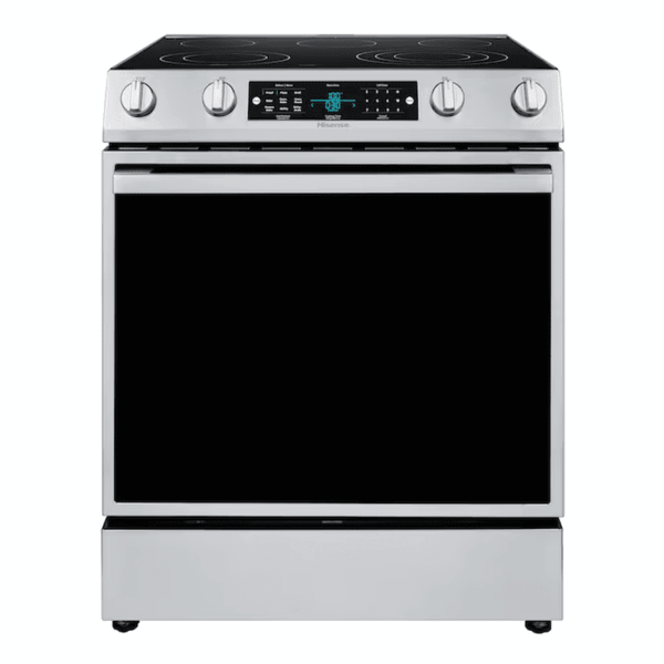 30-In Glass Top 5 Burners 5.8-Cu Ft Air Fry Convection Oven Slide-In Electric Range Stainless Steel )