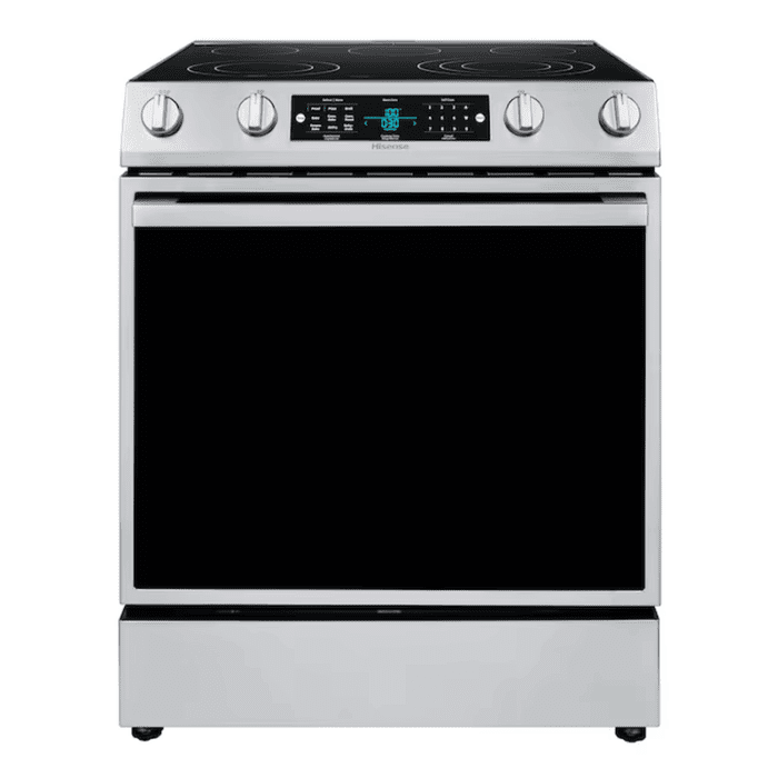 30-In Glass Top 5 Burners 5.8-Cu Ft Air Fry Convection Oven Slide-In Electric Range Stainless Steel )
