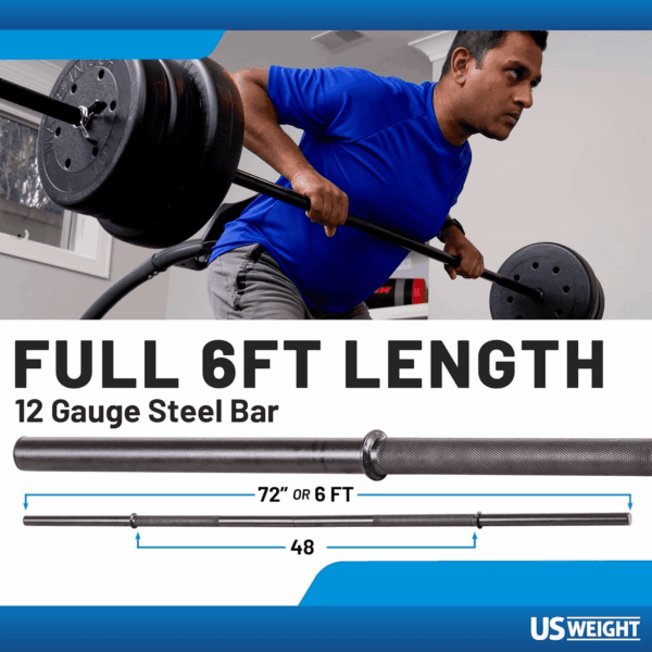 105 Pound Barbell Weight Set for Home Gym| Adjustable Weight Set with Two Dumbbell Bars and Full 6 Ft Bar, Black - Image 4