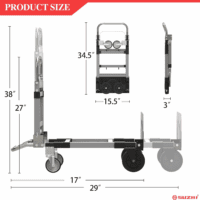 Convertible Hand Truck Dolly Cart, Folding Hand Cart with Wheels Collapsible Hand Truck, Aluminum Dolly Cart for Moving Luggages, Boxes, Large Cartons, 500 Lbs Load Capacity - Image 2