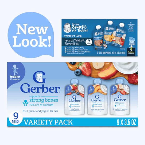 Baby Food Pouches, Very Berry (3), Peaches & Cream (2), Strawberry Banana (2), Value Pack, Fruit and Yogurt, Toddler, (3.5 Oz Each), (Pack of 9) - Image 2