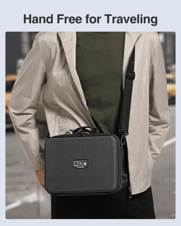 Electronic Organizer Travel Case Large, Hard Case for Electronics, EVA Tech Organizers, Travel Cable Bag with Shoulder Strap, Charger Organizers Carrying Cases for Ipad(Up to 11’’) - Image 6
