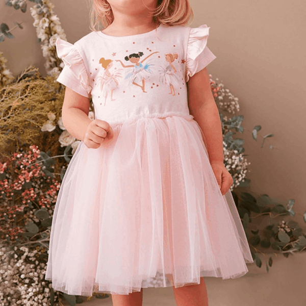 Girls Cotton Long Sleeve Casual Cartoon Appliques Striped Jersey Dresses - Image 7