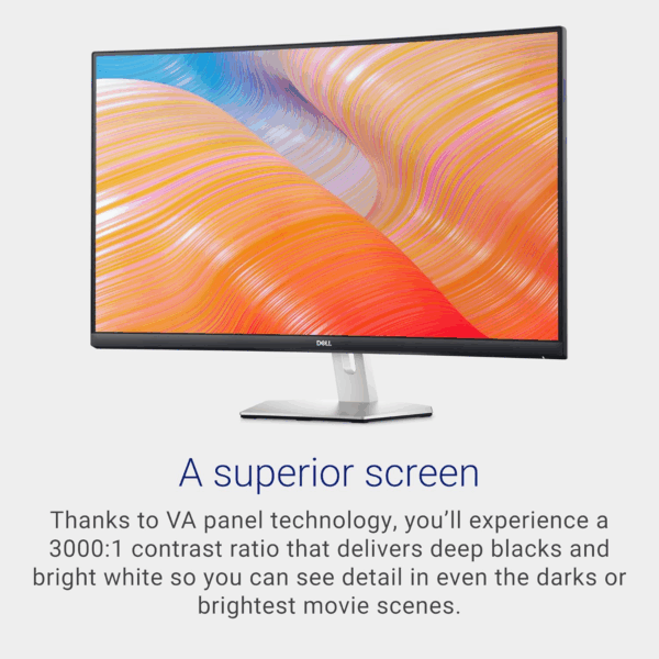 S3222HN Curved Monitor - 31.5-Inch FHD (1920X1080) 75Hz 4Ms 1800R Curved Display, HDMI Connectivity, AMD Freesync Technology, Tilt Adjustability - Silver - Image 3