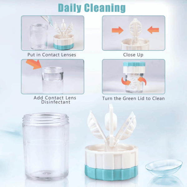 Contact Lens Travel Kit with Cleaner Washer, Portable Contact Box with Mirror Tweezers Remover Tool Solution Bottle for Daily Outdoor - Image 3