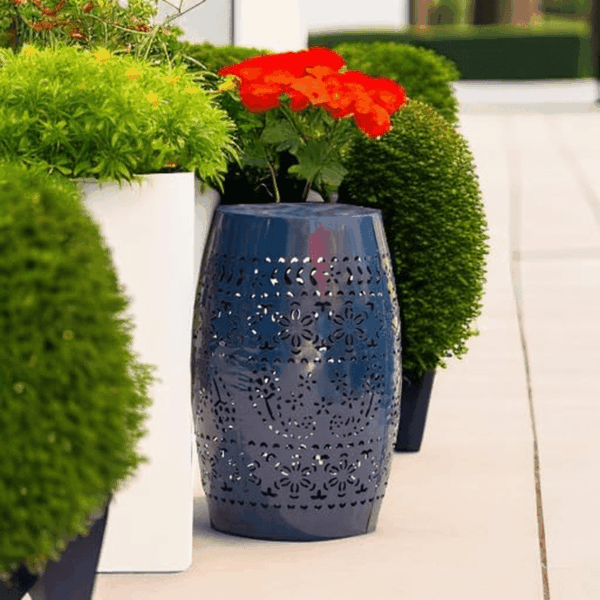 Ruby Outdoor 12" Iron Side Table, Dark Blue - Image 5