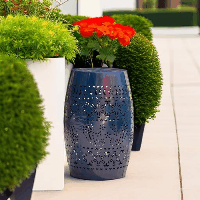 Ruby Outdoor 12" Iron Side Table, Dark Blue - Image 5