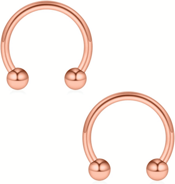 16-24PCS 16G Surgical Steel Horseshoe & Captive Bead Nose Hoop Septum Earring Eyebrow Tongue Lip Nipple Helix Tragus Piercing Jewelry Rings 6-16Mm - Image 2