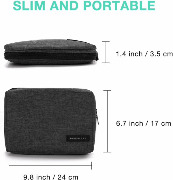 Electronics Organizer Travel Case, Small Cord Bag, Tech Organizer as Travel Accessories for Men Women, Cable Essentials for Phone, SD Card, Black - Image 6