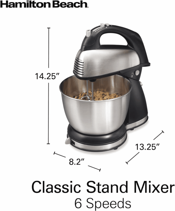 Classic Stand and Hand Mixer, 4 Quarts, 6 Speeds with Quickburst, Bowl Rest, 290 Watts Peak Power, Black and Stainless - Image 8