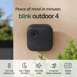 Outdoor 4 (Newest Model), Wire-Free Smart Security Camera, Two-Year Battery Life, Two-Way Audio, HD Live View, Enhanced Motion Detection, Works with Alexa – 2 Camera System