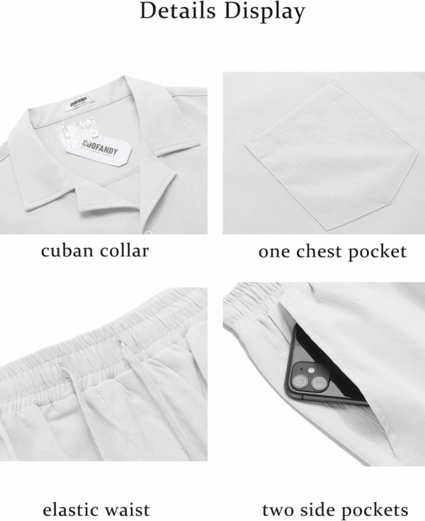 Mens Short Sets 2 Piece Summer Beach Outfits Short Sleeve Shirts and Shorts Sets for Men - Image 5