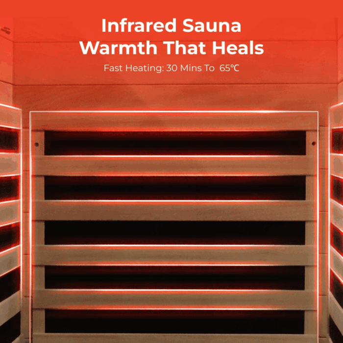 Sauna Home Sauna with Bluetooth & Reading Lighting,1 Person Infrared Sauna Spa Room with Foot Temperature Control,980W - Image 3