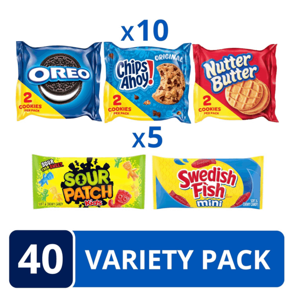 OREO, CHIPS AHOY!, Nutter Butter, SOUR PATCH KIDS & SWEDISH FISH Cookies & Candy Variety Pack, 40 Snack Packs - Image 2