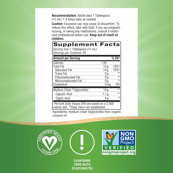 Organic MCT Oil, 30 Fl Oz, Brain and Body Fuel from Coconuts*, C8 Caprylic Acid and C10 Capric Acid, Keto and Paleo Certified, Organic, Non-Gmo Project Verified (Packaging May Vary) - Image 5