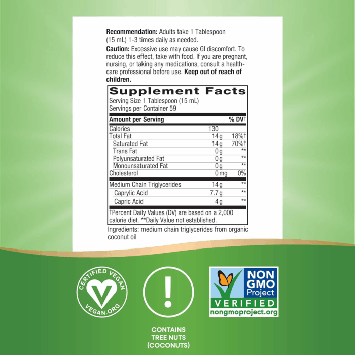 Organic MCT Oil, 30 Fl Oz, Brain and Body Fuel from Coconuts*, C8 Caprylic Acid and C10 Capric Acid, Keto and Paleo Certified, Organic, Non-Gmo Project Verified (Packaging May Vary) - Image 5