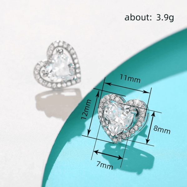 Full Diamond Stud Earrings, Sparkling Heart/Round/Princess Cut Birthstone Stud Earrings for Women Birthday Jewelry - Image 3