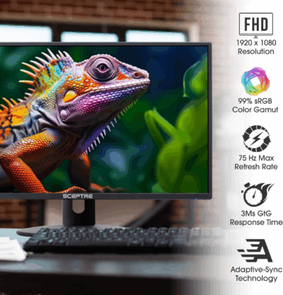 24-Inch Professional Thin 1080P LED Monitor 99% Srgb 2X HDMI VGA Build-In Speakers, Machine Black (E248W-19203R Series) - Image 3