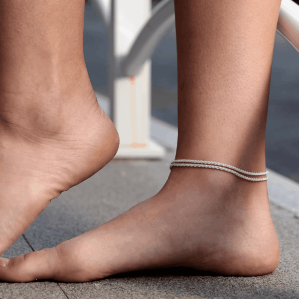 Sterling Silver Ankle Bracelets for Women: Dainty Layered Waterproof Anklet for Women Adjustable Womens Anklet Set Stackable Figaro Beaded Cuban Link Anklets Beach Jewelry for Women - Image 4