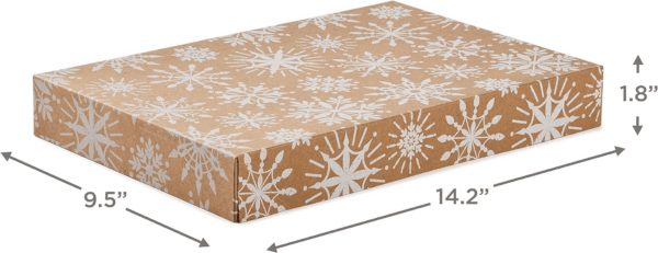 Medium Christmas Gift Boxes with Lids (12 Shirt Boxes, 3 Designs: Navy Snowflakes, Gold Trees, Peace on Earth) for Christmas, Hanukkah, Holiday Parties - Image 3