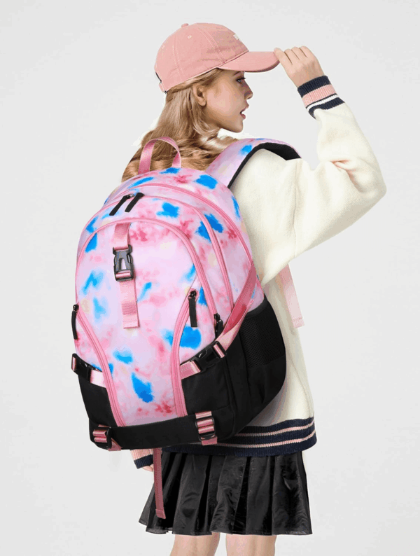 High School Backpack for Girls Middle School Bookbag Teens Back to School Bag for College with Large Compartment Mochilas Para Niñas Adolescentes 18" Tie Dye Pink - Image 2