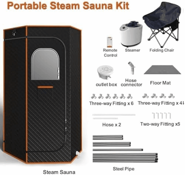 Portable Sauna for Home, Sauna Box with 3L Steamer, Remote Control, Folding Chair and Mat, Full Size Personal Steam Sauna Tent for Home Spa Relaxation, 15 Levels - Image 7
